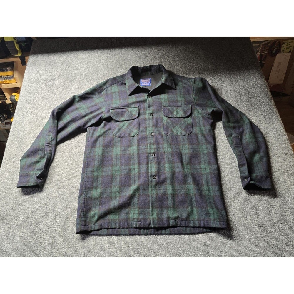 Pendleton Men's The Original Board Shirt Black Watch Tartan 100% Virgin Wool Med